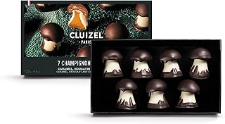 Cluizel Champignon Chocolate Mushrooms, 7 Count, Caramel and Nougatine Filled