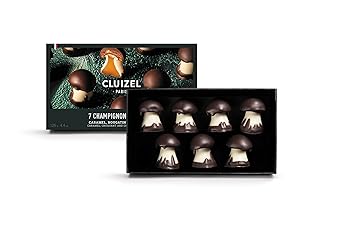 Cluizel Champignon Chocolate Mushrooms, 7 Count, Caramel and Nougatine Filled