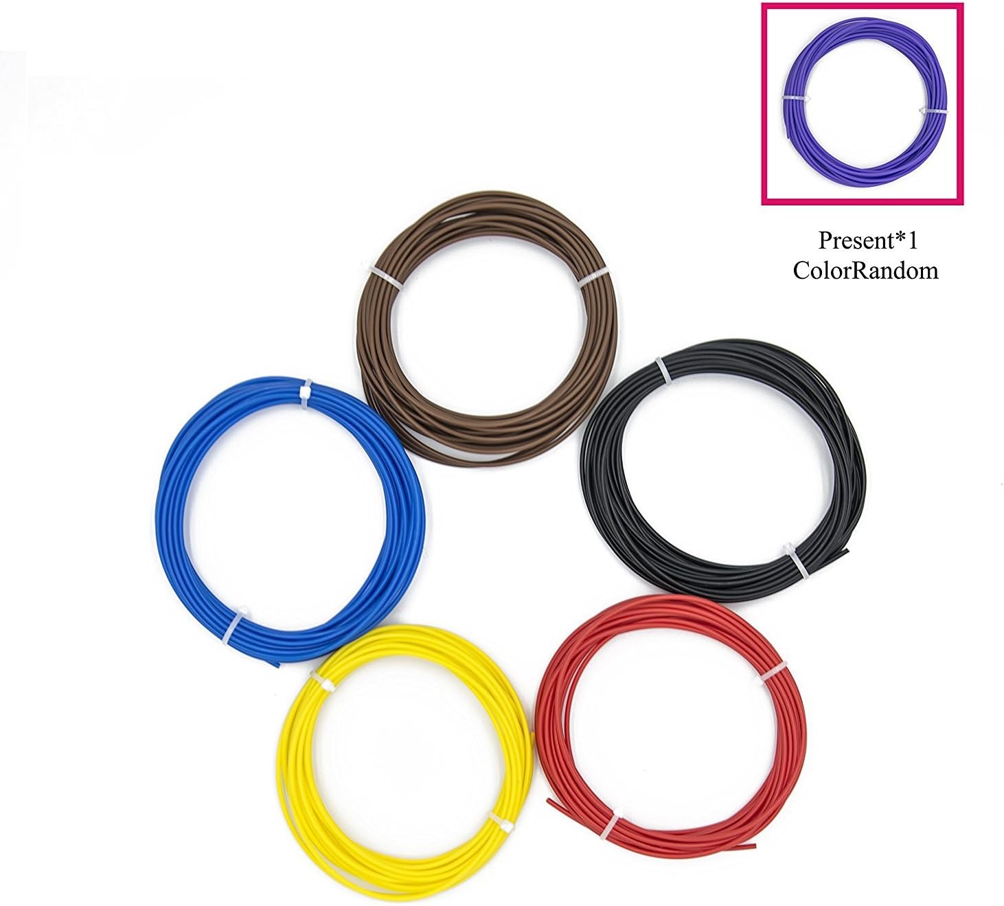 3D Printing Pen Refills, Low Temperature & Non-Toxic, 1.75mm PCL Filament Pack of 6 Rolls, Each Color 16.4 Feet, Total 98.4 Feet Lengths (Black, Blue, Brown, Red, Yellow and One Random Color)