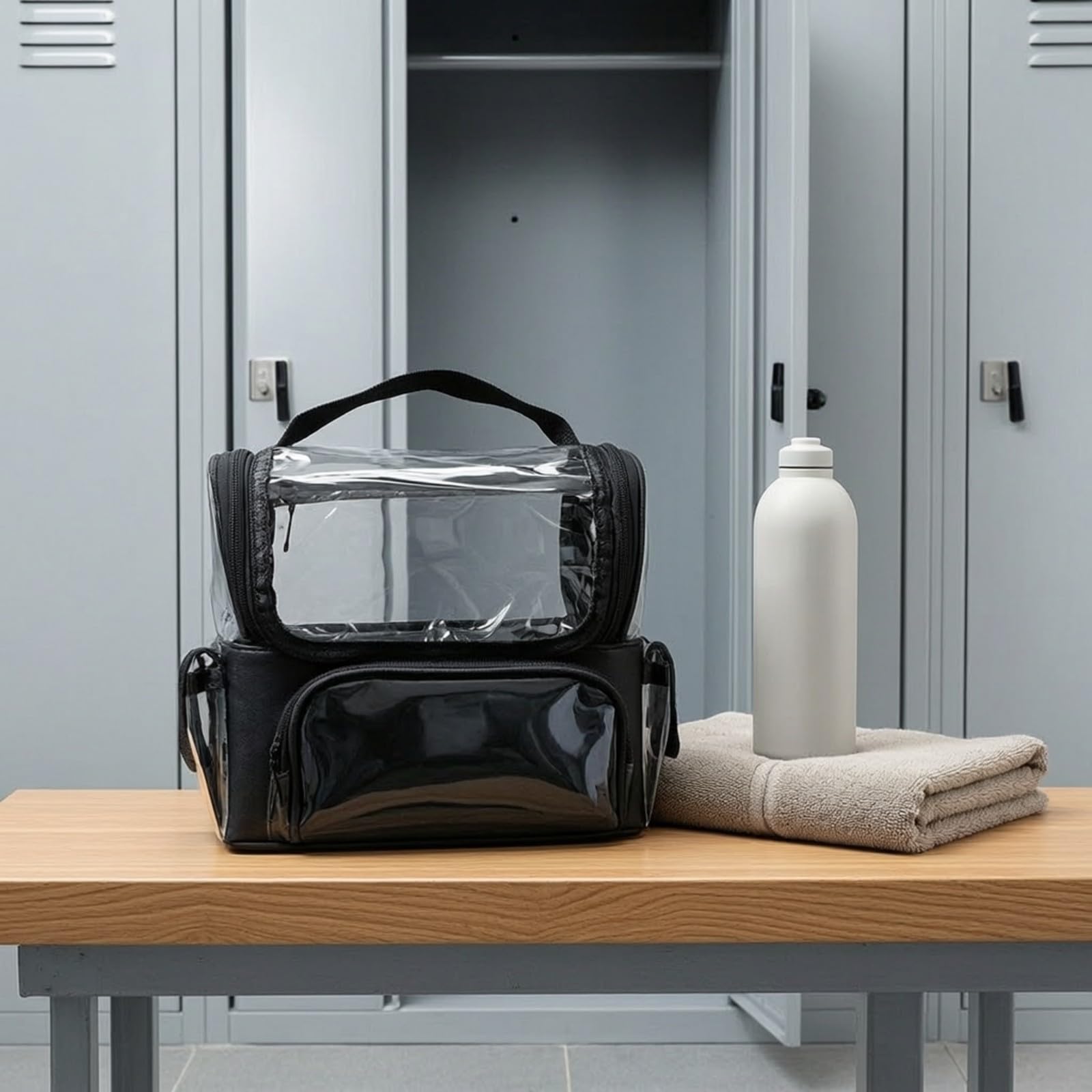 Bolso Organizador Cosméticos PVC Transparente Fácil Limpiar Neceser Transparente con Correa Hombro smontable Multiusos para Viajes