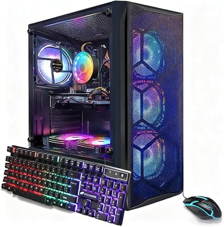 STGAubron Gaming PC Desktop Computer, Intel Core i7 up to 3.9GHz, Radeon RX 580 8G, 16G RAM, 512G SSD, WiFi 6, BT 5.0, RGB Fan x6, Windows 11 Home STGAubron Gaming PC Desktop Computer, Intel Core i7 up to 3.9GHz, Radeon RX 580 8G, 16G RAM, 512G SSD, WiFi 6, BT 5.0, RGB Fan x6, Windows 11 Home