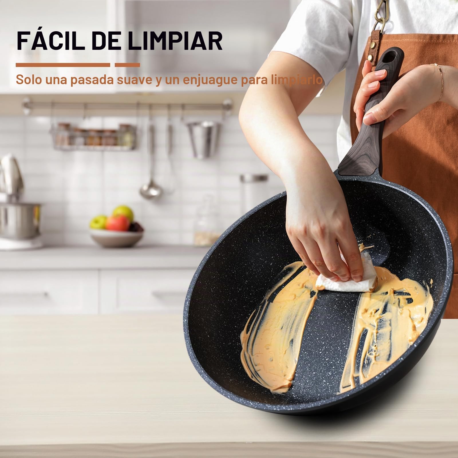 Kordisen Wok 30 cm, Wok de Inducción con Tapa, Revestimiento Antiadherente, Apto para Todo Tipo de Fuegos, Sin PFOA