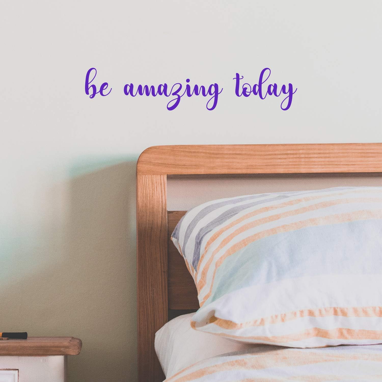 Motivational Art Decal/Be Amazing Wall Decoration Vinyl Sticker - 3.5 x 16 - Inspirational Quote Decal for Mirror, Bedroom or Living Room (Purple)