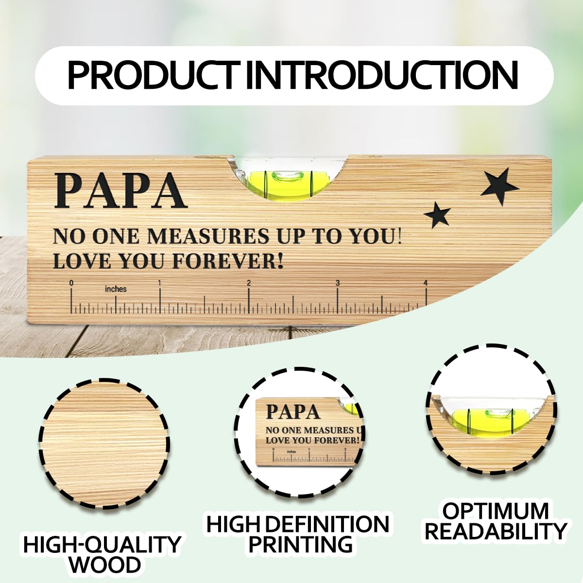 Father's Day Gifts - Wooden Spirit Level for Dad -3