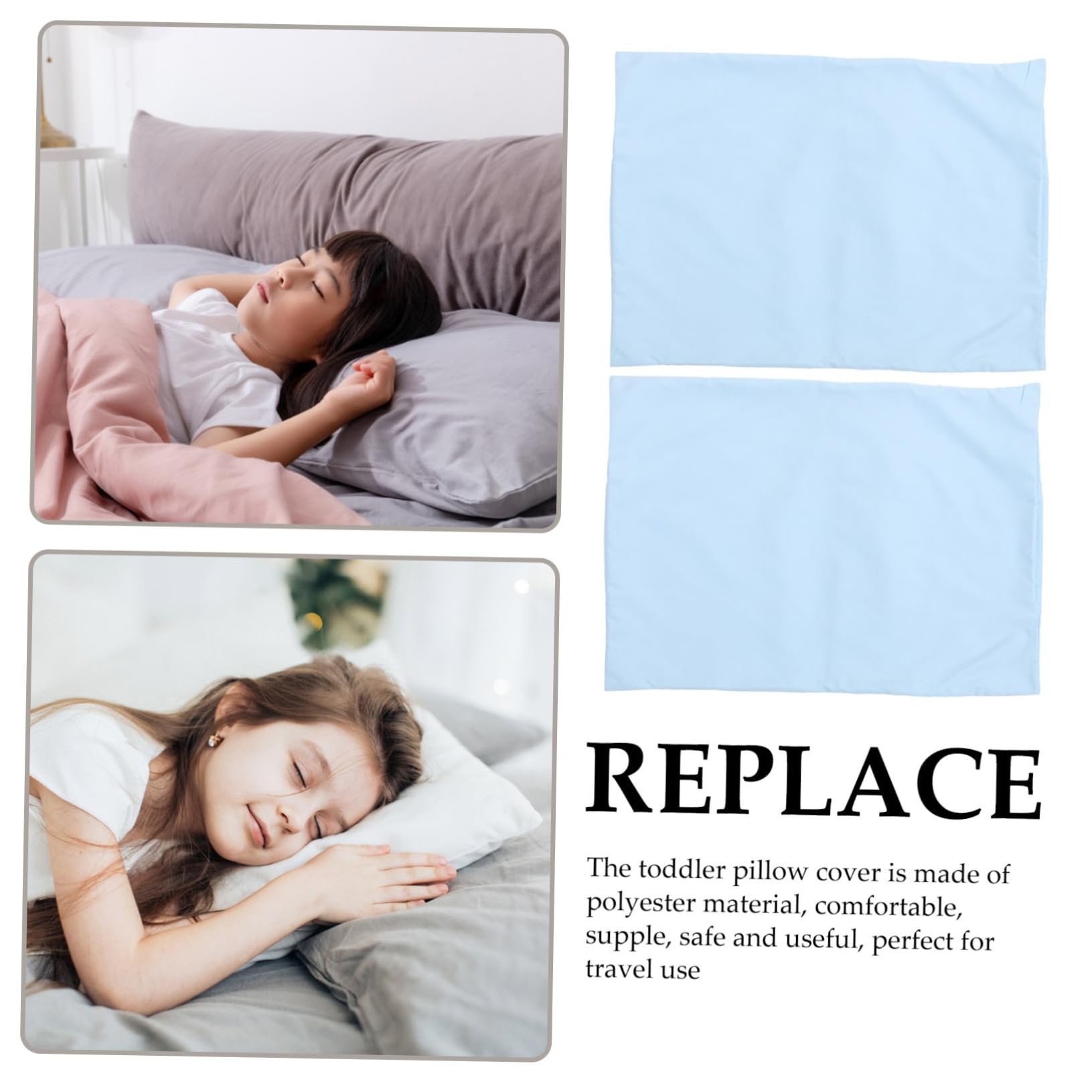 MOLUCKFU 2 Pack Toddler Pillowcase Envelope Closure Boys and Girls Pillow Cover in Sky Blue Soft Travel Pillow Case for Toddlers