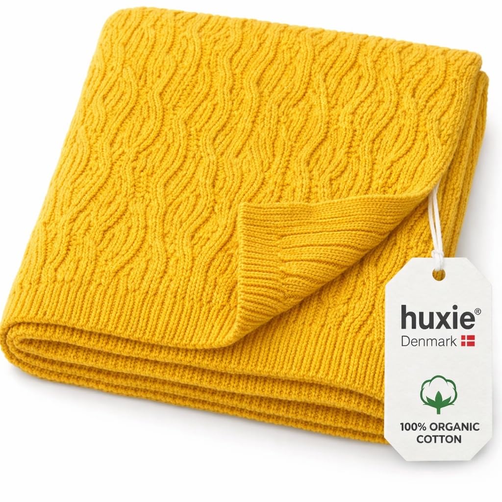 Wave Knit Baby Blanket – 100% Organic Cotton, Newborn Crib Quilt