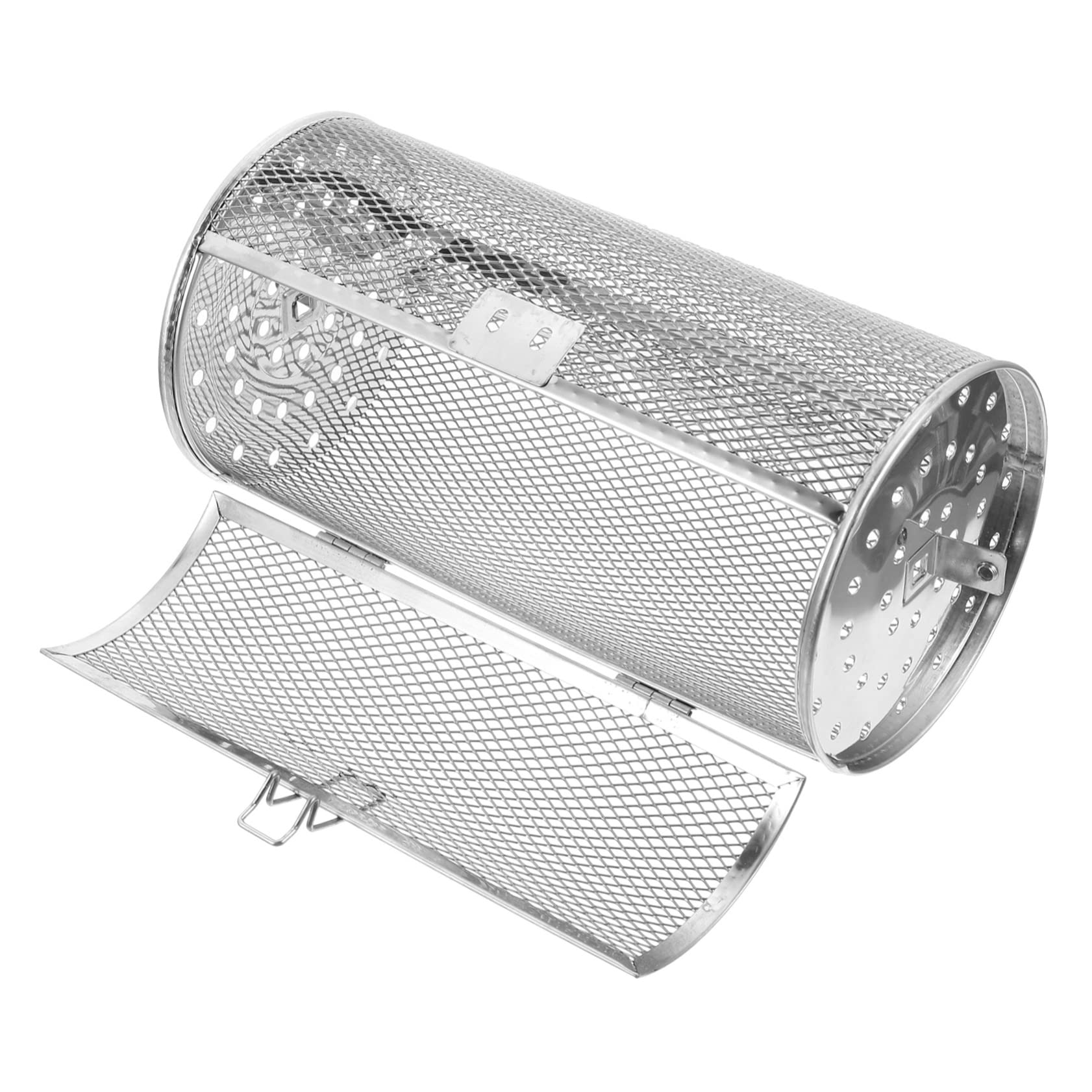 Jaula Giratoria de Acero Inoxidable para Asar Nueces y Pimientos | Rejilla de Plata , Calentamiento Uniforme , Uso en Restaurante y Cocina para Tostado
