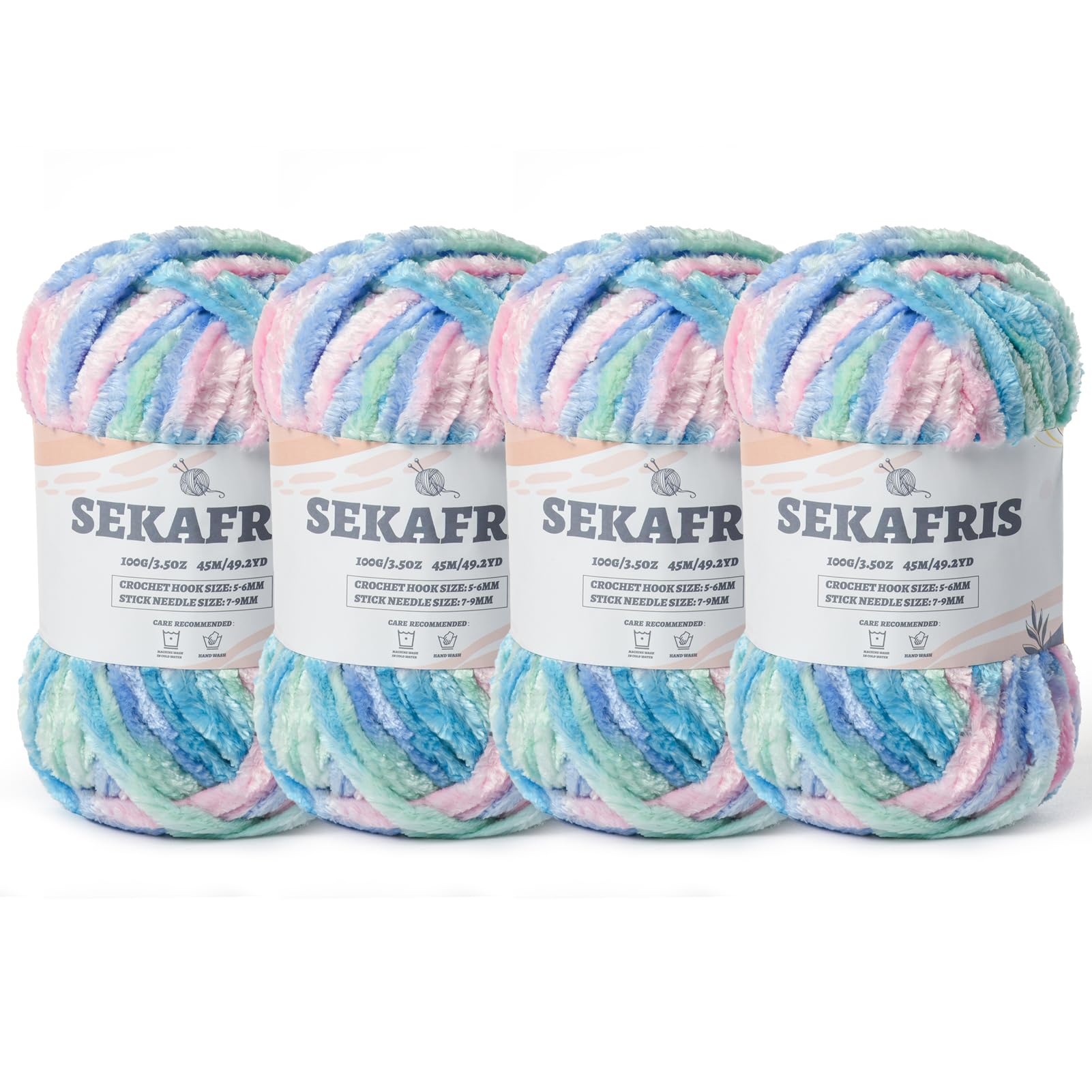 Chenille Velvet Soft Yarn Candyfloss 4 Pack