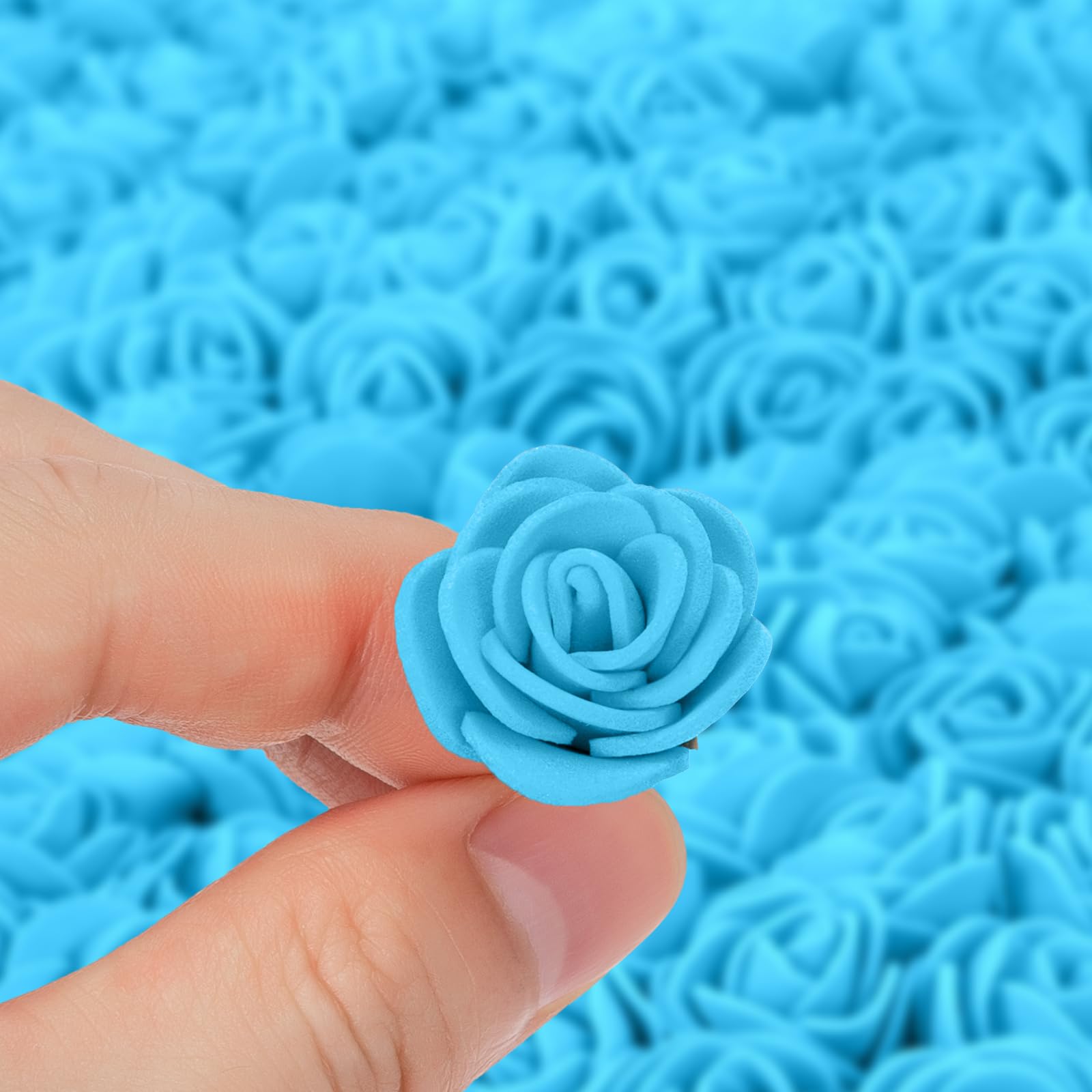 MWOOT 144 Mini Roses Mousse Bleues 2,5 Cm – Fleurs Artificielles DIY Mariage Saint-Valentin Décoration