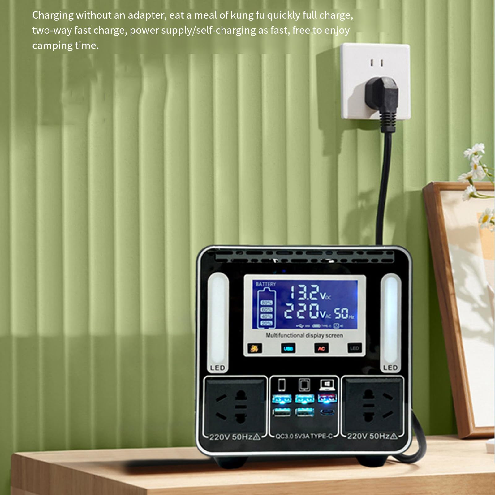 Fuente de alimentación para Exteriores, 220 V, Gran Capacidad, para autocaravanas, Camping, portátil, de Emergencia, 500 W, 30 Ah (384 WH)