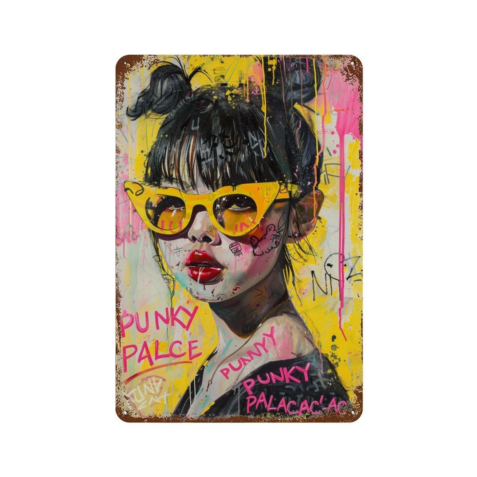 FHUYEURHRY Punky Palace Graffiti Pop Art Woman 04 Wall Decor Retro Iron Vintage Art Metal Tin Sign Poster Modern Home Cofffee Club Art Bar Shop Decorations Style-37 30x20cm