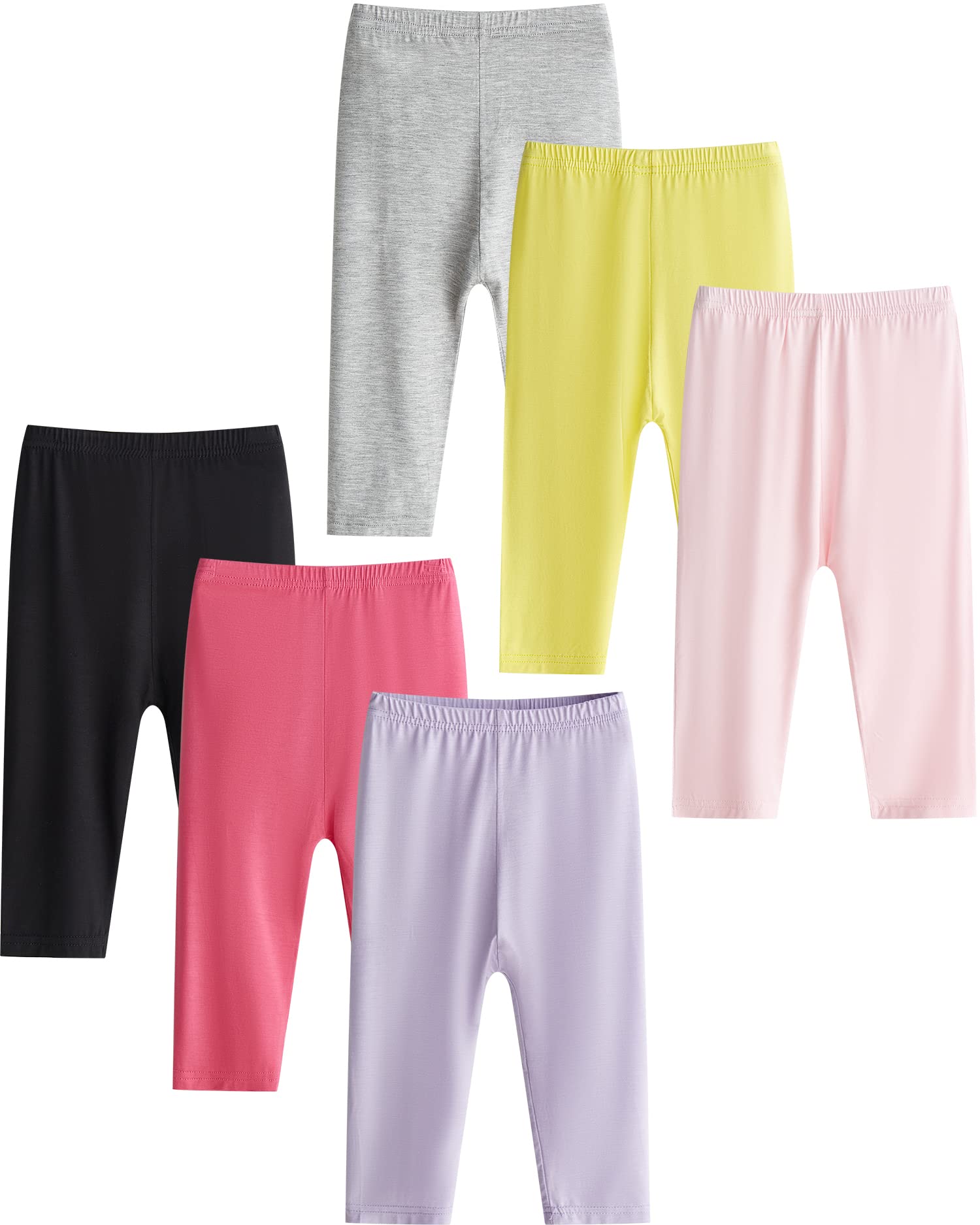 Adorel Leggings Court 3/4 Capri Été Pantalon Fille Lot de 6