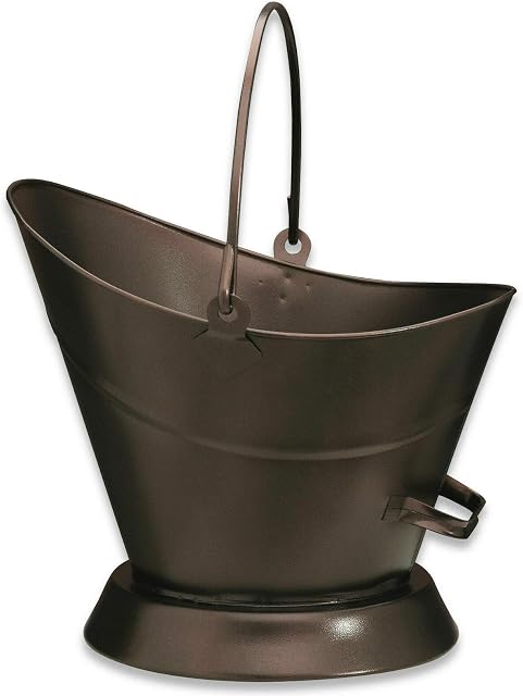 Heavy Duty Metal Fireside Waterloo Bucket Fireplace Hod Scuttle Coal Fuel Ash Wood Log Storage (Bronze)