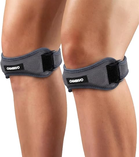 CAMBIVO Tutore Ginocchio Rotulea Regolabile 2 Pezzi, Ginocchiera Ortopedica con Cuscinetto di Compressione, Ginocchiera Rotulea per Tendinite, Infortunio Sportivo, Corsa, Sport