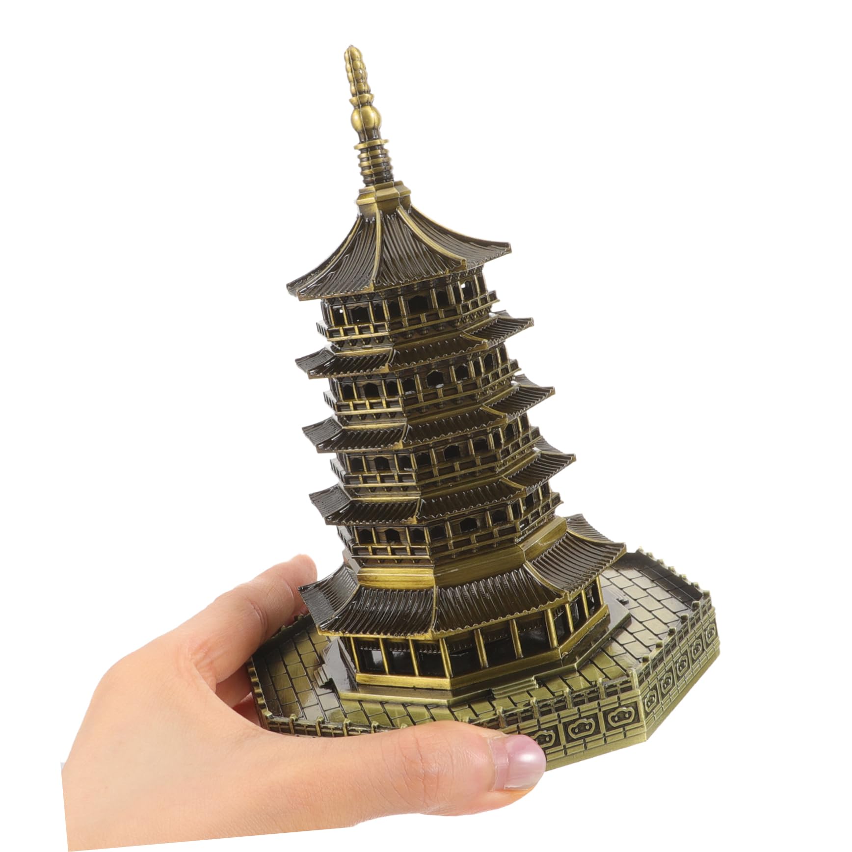 ibasenice Statua Pagoda da Giardino in Lega Oro Decorazione Paesaggio