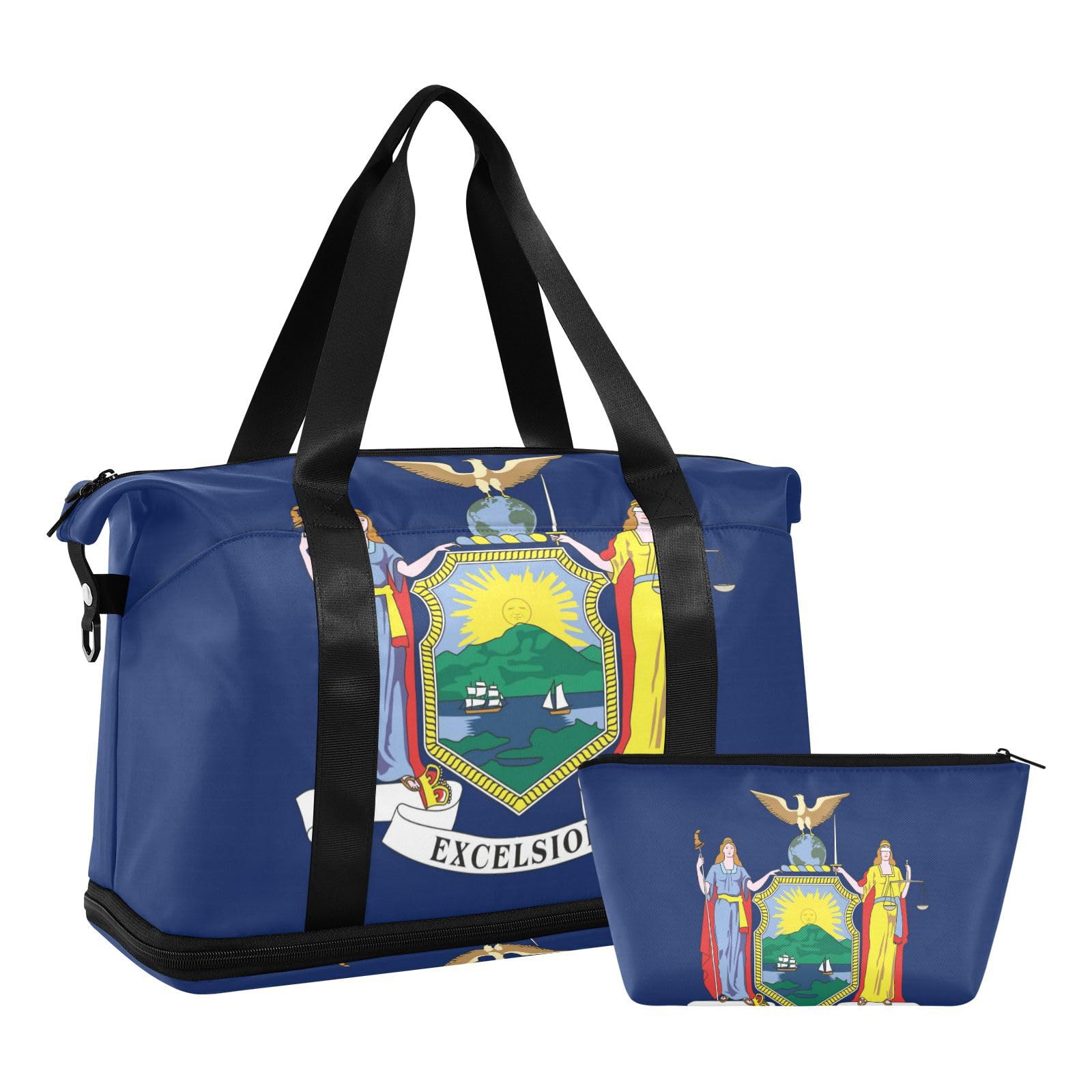 New York New Yorker Ny Flag niebieska torba podręczna z kieszenią na mokro regulowany pasek sportowa torba treningowa do uprawiania sportu wodoodporna dla mężczyzn kobiet