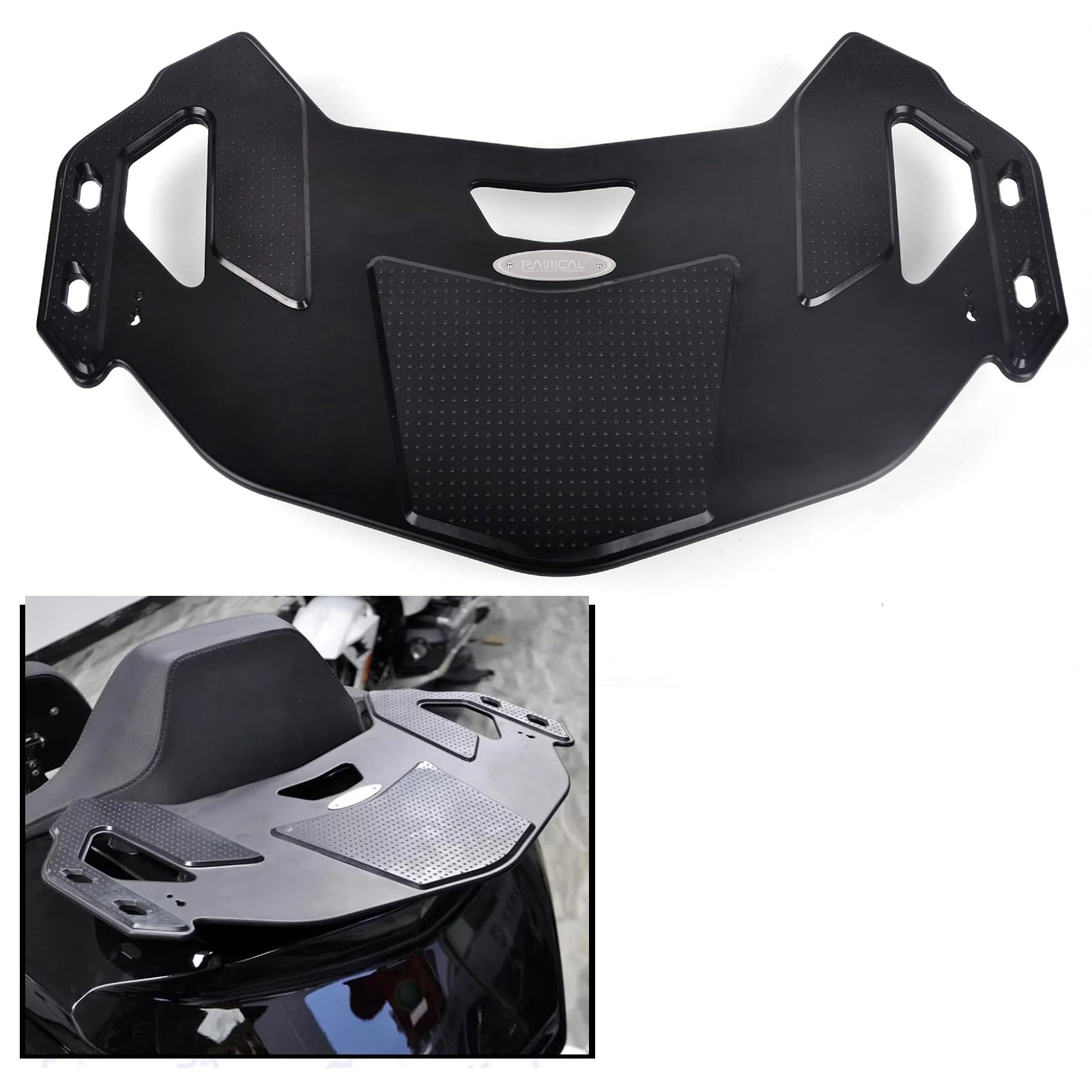 Panical Black Rear Trunk Luggage Rack Shelf Storage Rack Enlarged Storage Board for Honda Gold Wing GL1800 2021-2025 Motorcycle Aluminum Alloy Rubber Pads
