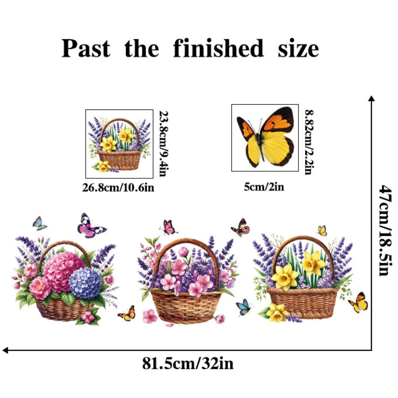 FUFUQUARE Purple Flower Basket Wall Stickers Elegant Butterfly Floral Bouquet Wall Art Decals Peel and Stick Decorations for Bedroom Living Room Nursery Kitchen Toilet Seat Lid - Image 4
