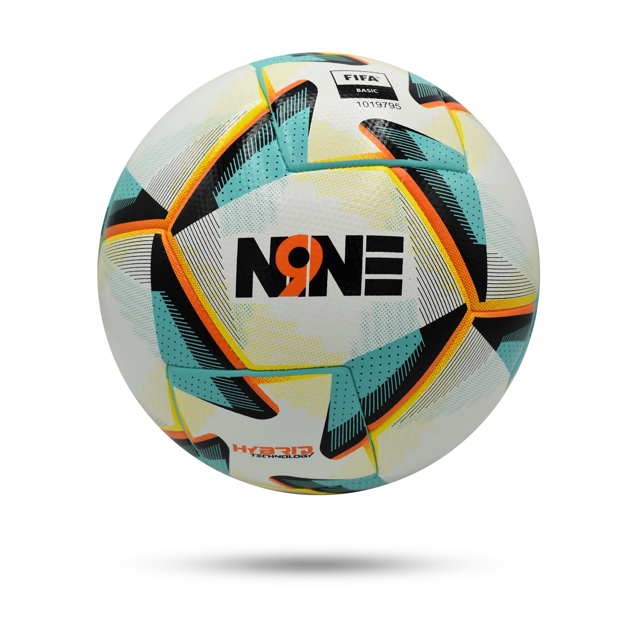 NINE FIFA Basic Flash Football Hybrid Tech, Size 4 & 5, Water-Resistant, Durable, Seamless, Ideal for Training & Matches (White, 4)