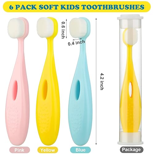 Miniatura 2 de Juego de 6 cepillos de dientes nano extra suaves para niños, cerdas para niños, micro nano manual con 20000 cerdas para niños de 3 años y más,