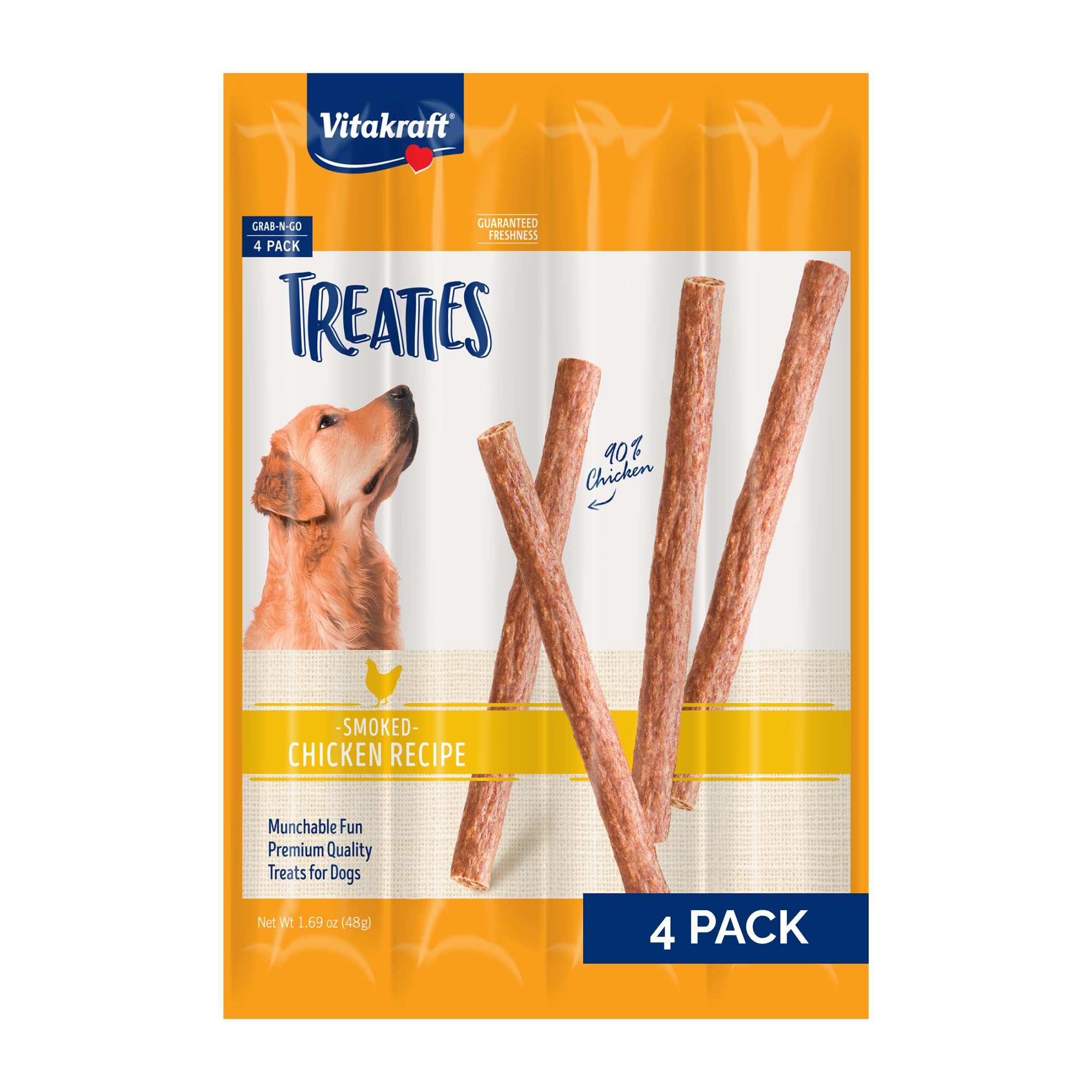 Vitakraft Treaties Dog Chew Sticks - Treats Made with 90% Chicken - Soft Jerky Treats - Dog Chews No Rawhide