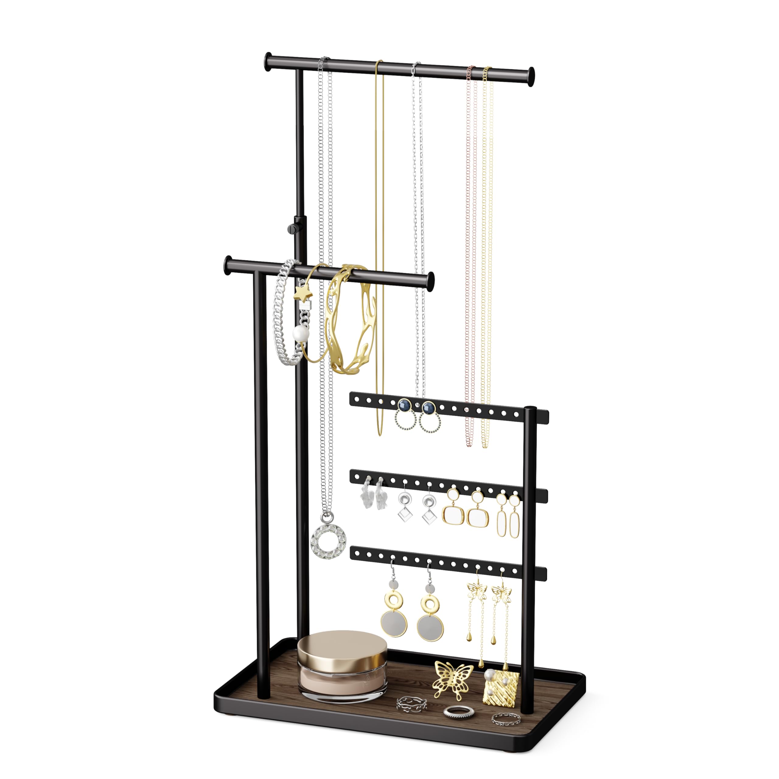 Porte Bijoux Décoratif Organisateur Bijoux 3 Barres Réglable - Rangement Boucles D'Oreilles Bracelets Colliers - Support Coiffeuse Rangement Pour Bijoux En Bois Porte Bijoux Décoratif Organisateur Bijoux 3 Barres Réglable - Rangement Boucles D'Oreilles Bracelets Colliers - Support Coiffeuse Rangement Pour Bijoux En Bois