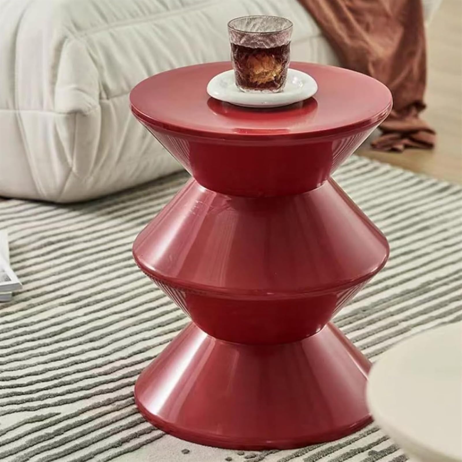 Runder Beistelltisch Aus PE-Kunststoff – Wasserdicht, Leicht (1,8 Kg), Ø35,6 Cm, Höhe 40,6 Cm, In Rosa & Anderen Farben