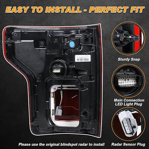 Miniatura 3 de Luces traseras LED con punto ciego compatibles con Ford F150 2018 2019 2020 Luz trasera del lado del conductor, lámpara de freno trasera con