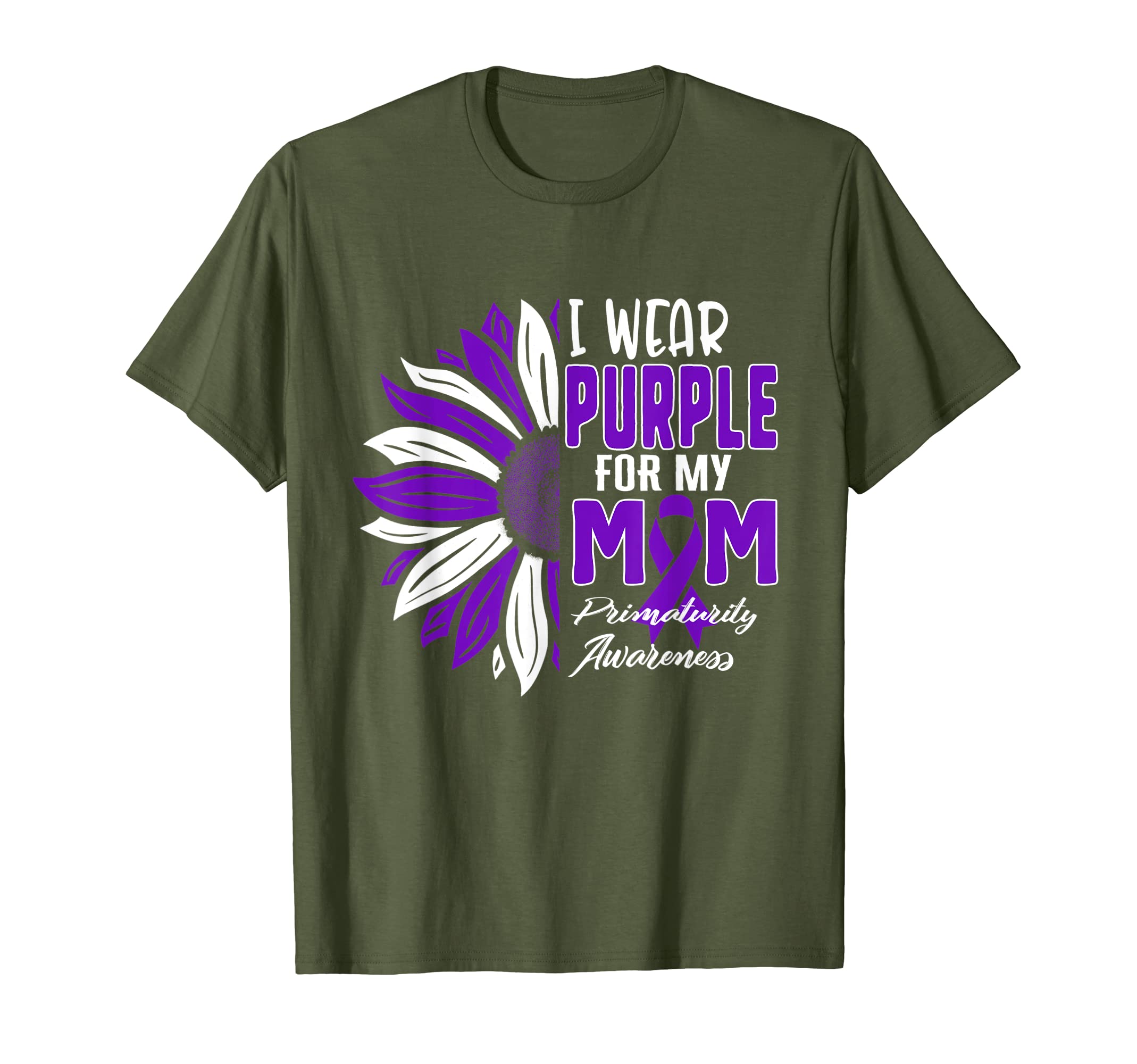 I Wear Purple For My MOM Primaturity Awareness Ribbon Sunflo T-Shirt