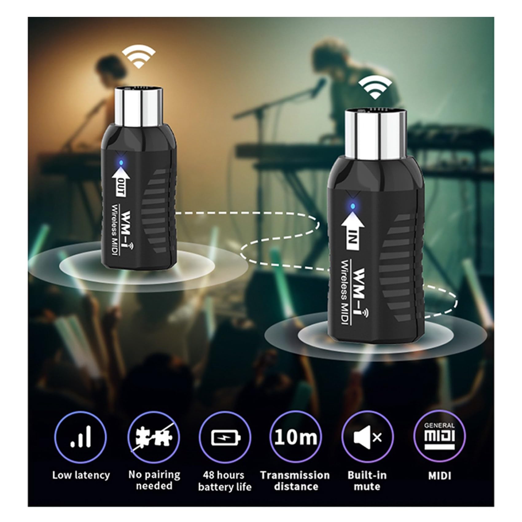 3X Trasmettitore Ricevitore Audio per Chitarra Wireless Midi Ricaricabile Adattatore Midi Wireless per Tastiera di Pianoforte Digitale