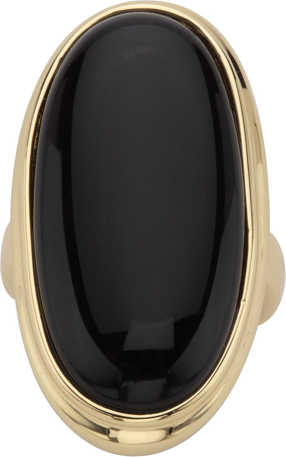 14K Yellow Gold Plated Oval Cut Natural Black Onyx Bezel Set Ring
