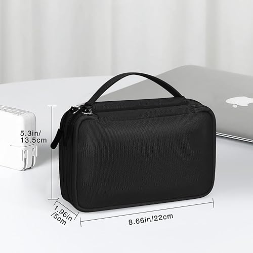 Miniatura 9 de FYY Organizador electrónico, organizador de cables de viaje, bolsa de accesorios electrónicos, funda de transporte portátil de doble capa,