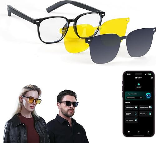 Miniatura 12 de LIMU Gafas inteligentes Gen 5, gafas AI con intérprete de IA en tiempo real – Gafas Bluetooth de oreja abierta con altavoces, construcción de