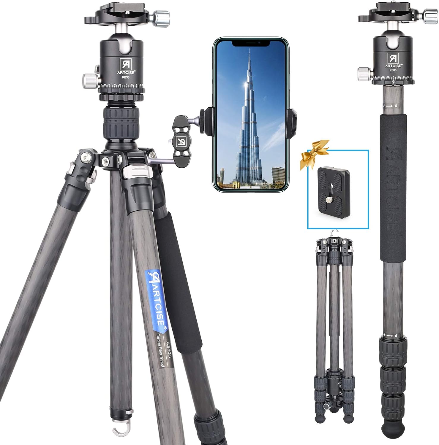 Carbon Fiber Tripod Camera Tripod Monopod Compact