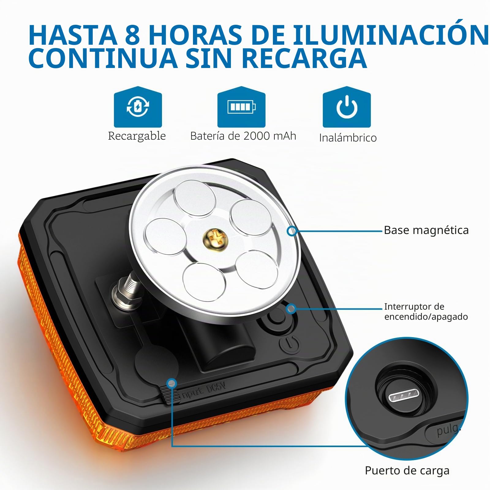 AUTOUTLET Luces de Remolque Inalámbricas 18 Modos Homologado E9 para Coche, Amarilla, Base Magnética con Interruptor para 12V / 24V Automóvil Remolque Camión