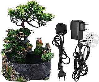 Fontaine de Bureau, Simulation d'humidificateur de Cascade modélisation de Paysage apaisez Votre Humeur Bureau café pour Salon Chambre décoration de Bureau à Domicile(European Standard 220V, Pink)