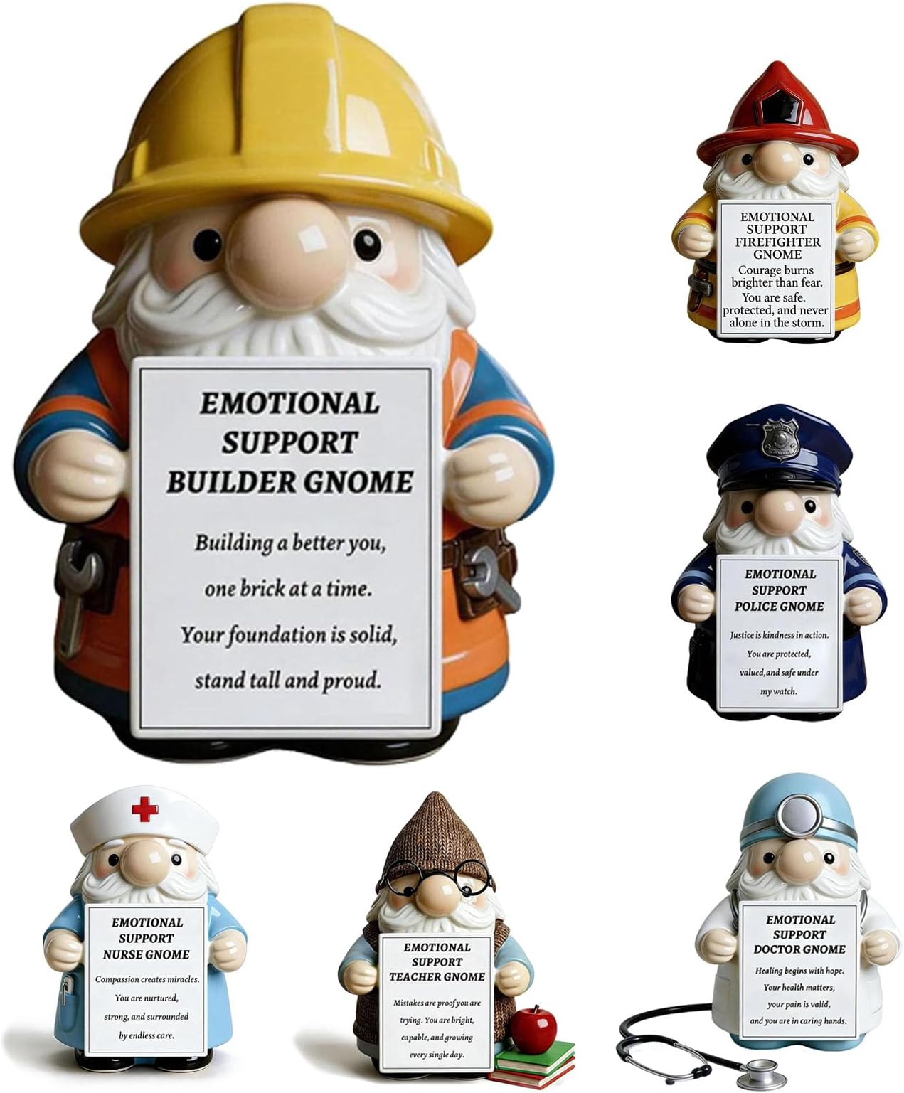 Emotional Support Builder Gnome Figurine | Construction Worker & Engineer Appreciation Gift | Building a Better You Desk Decor | Unique Job Promotion Ornament