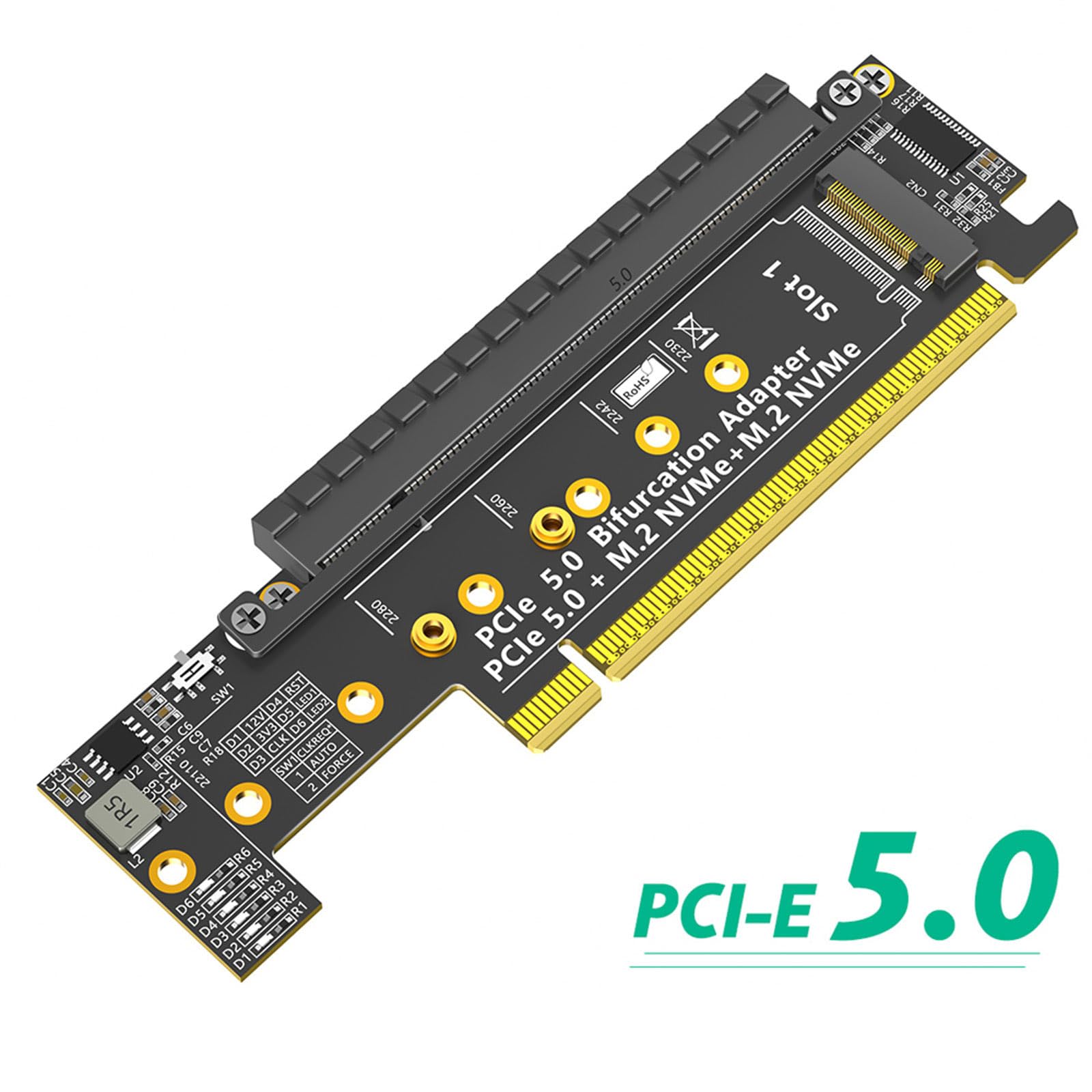 Efficiente PCIe 16X 5.0 Doppio NVMe Scheda Adattatori per Desktop Facile Installa e Trasferimento Dati A 32Gbps Thermals Adattatori