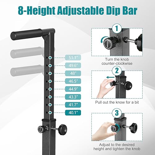 Miniatura 5 de Estación de inmersión multifunción, barra de inmersión resistente de 550 libras, barra de inmersión con asas de espuma para gimnasio en casa,