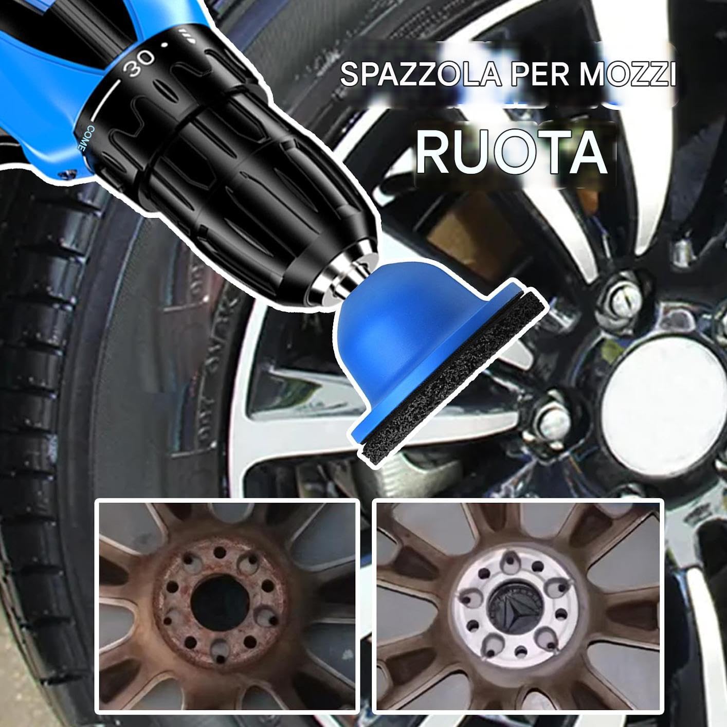 Herramienta de limpieza de bujes de rueda, cepillo multiusos ergonómico para la limpieza de llantas, herramienta ligera para eliminar el óxido para sedán todoterreno y camionetas