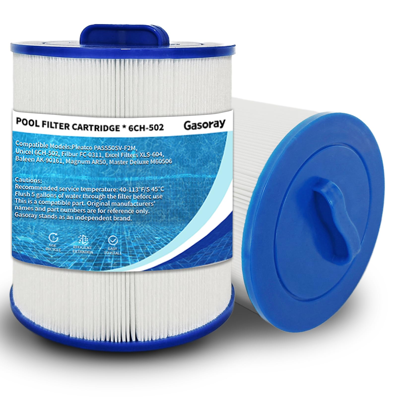 Gasoray PAS50SV-F2M Hot Tub Spa Filter Cartridge, Compatible with Unicel 6CH-502, Filbur FC-0311, Master Deluxe M60506, Magnum AR50, Baleen AK-90161, Excel Filters XLS-604 Artesian Spas Filter, 2 Pack