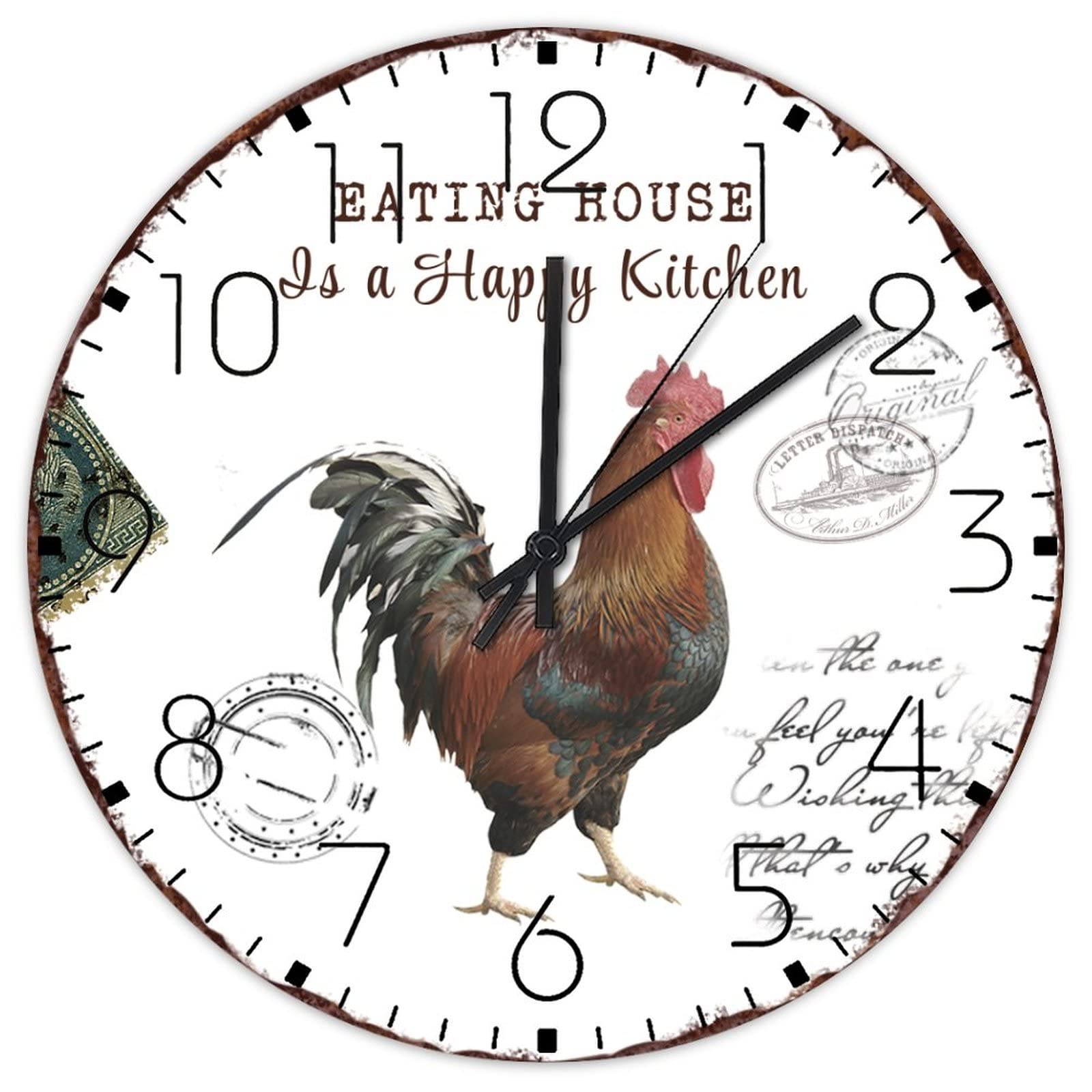 Horloge minimaliste 30,5 cm pendule vintage en bois pour décoration murale rétro