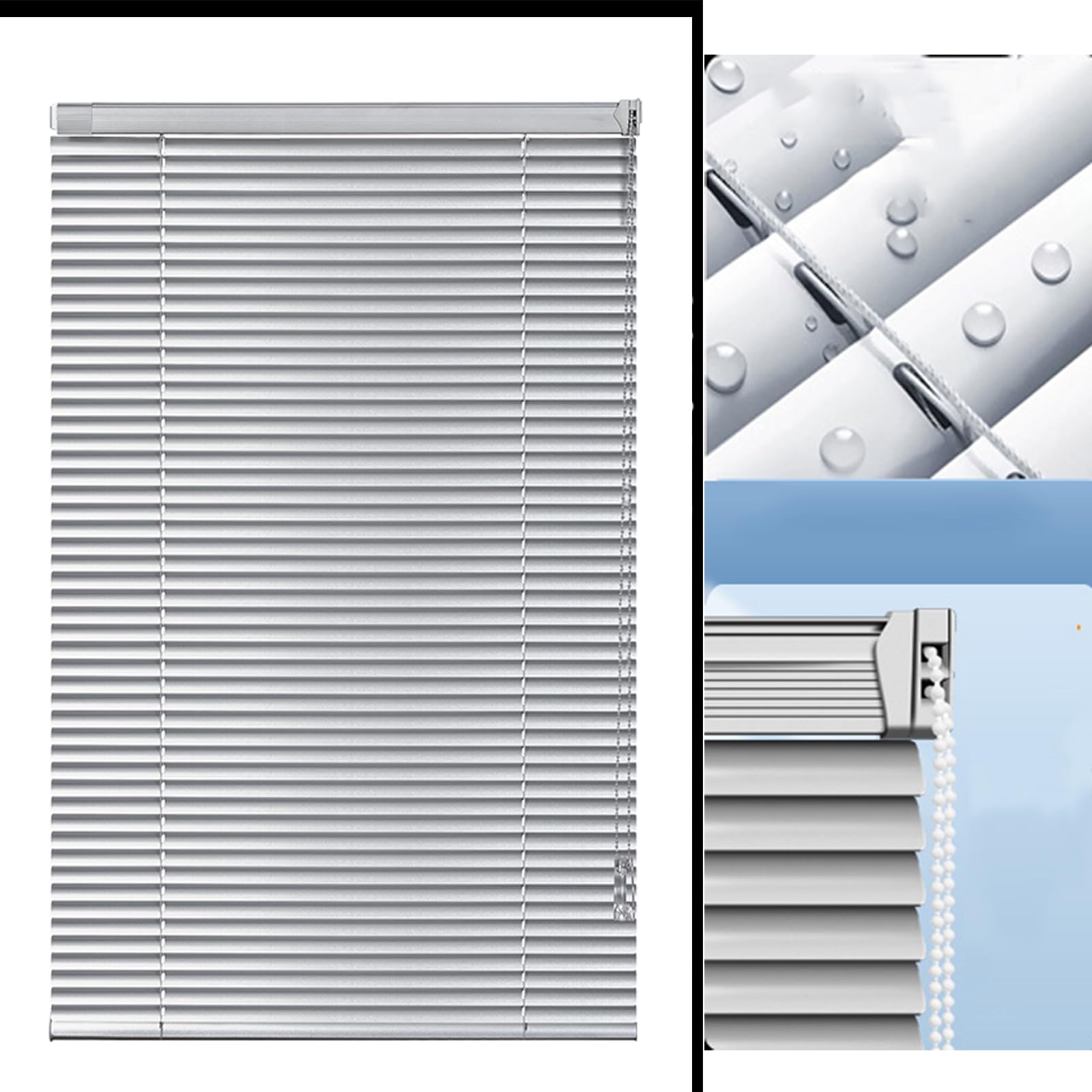 Aluminium-Jalousien,Metall-Jalousette Für Fenster,Innen Verdunkelungs-Rollo,Fensterjalousie Lamellen-Rollo,Wasserdicht,Lichtanpassung,Sichtschutz,Anpassbar,Breite x Höhe (155cm x 100cm)
