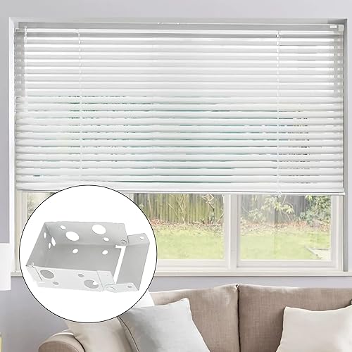 Miniatura 6 de Waziaqoc 6 soportes para persianas, 2.5 pulgadas, color blanco, de perfil bajo, soportes de montaje para barandillas de ventana, tamaño exterior de