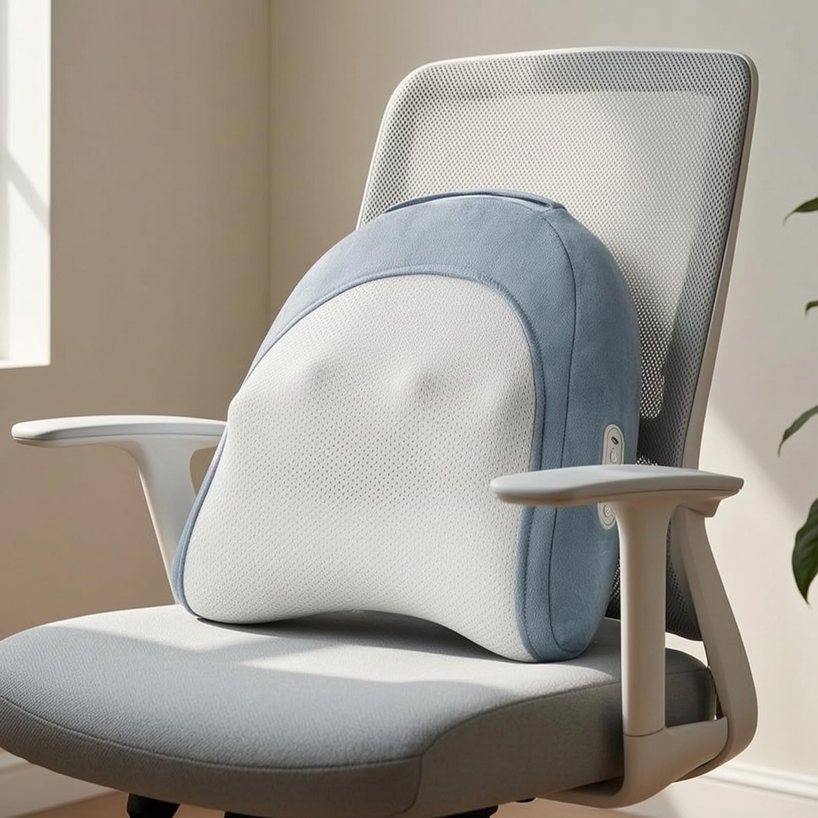 Sharplace Massagekissen Massage Kissen Rückenstütze Lendenkissen Entspannungskissen mit Ergonomischer Form Kabellos mit Akku Bedienfeld Leicht Und Tragbar für Büro Sofa Zuhause, Grau