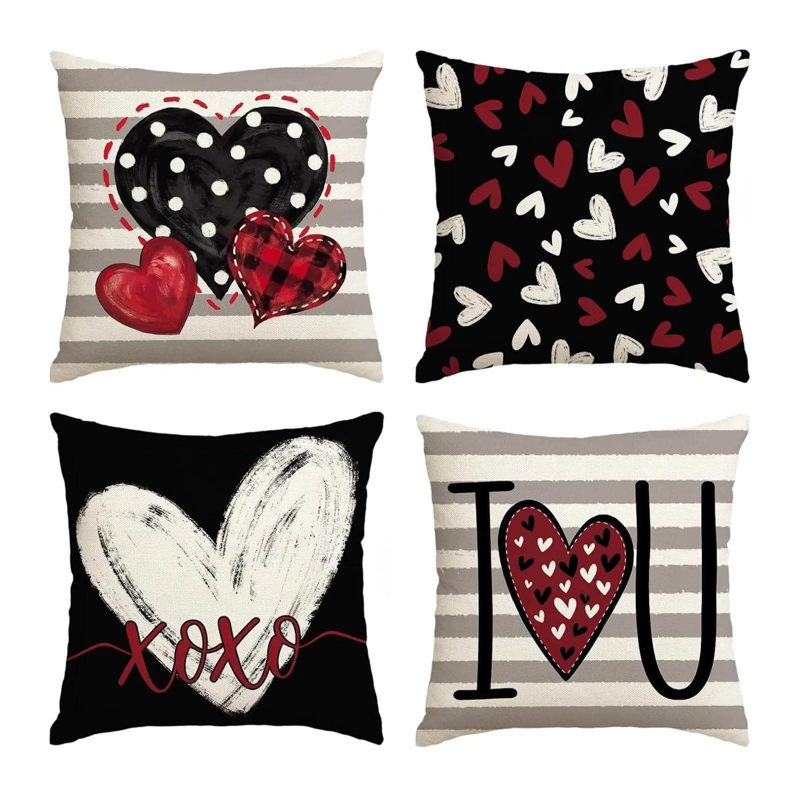 Taie d'oreiller pour couple rouge 40x40 cm lot de 4 pièces pour décoration de canapé de salon