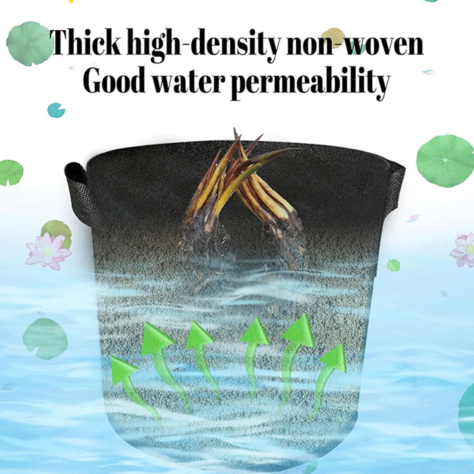 Vaso per Piante di Giglio Vaso per Piante Acquatiche in Tessuto Non Tessuto con Design Traspirante e Manici Fioriera Pieghevole Riutilizzabile per Laghetto per Ninfee Loto Patio Giardino