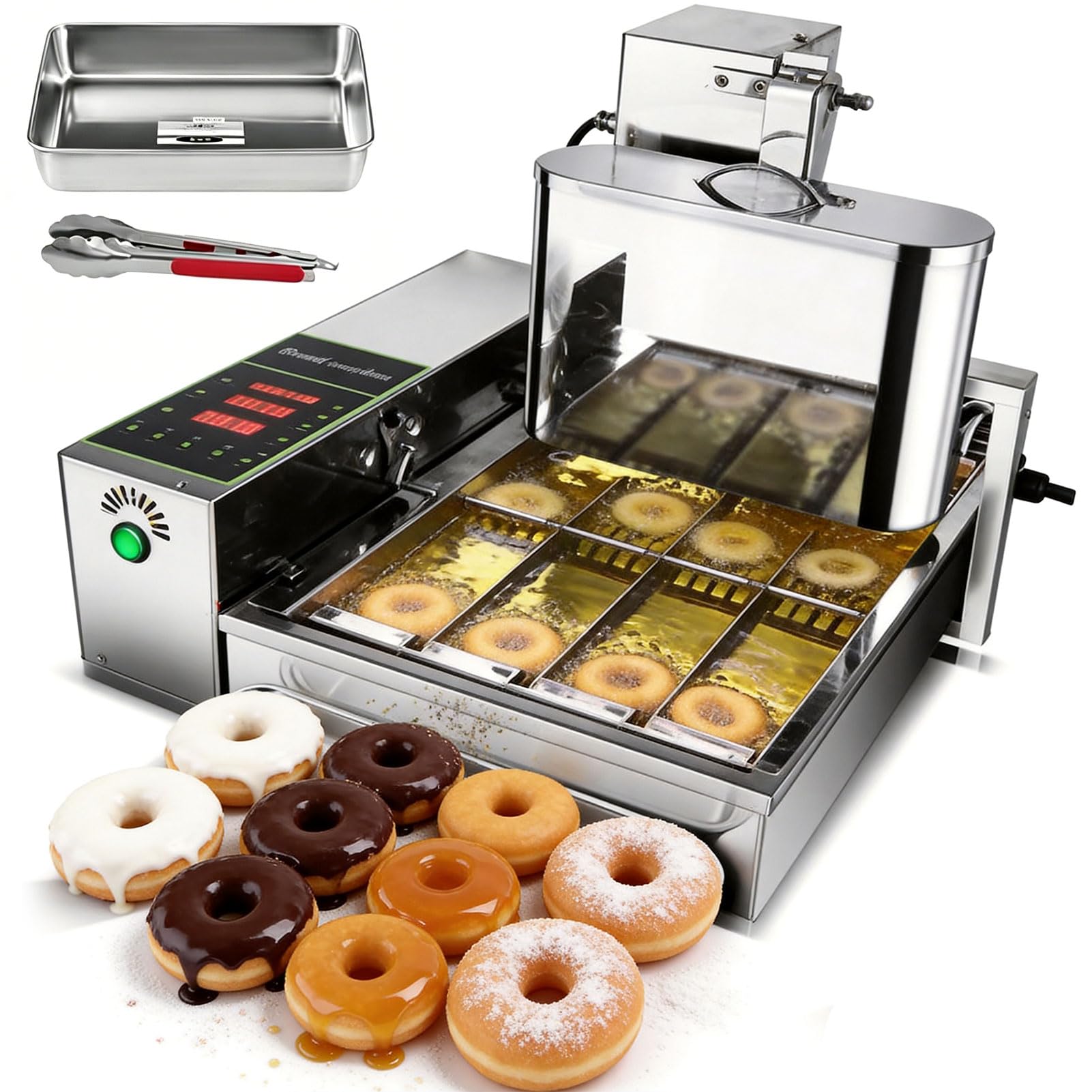 Genérico 2000W Commercial Donut Making Machine, 4/6 Fila Fils Automatic Donut Maker con Panel de Control Inteligente, Auto Flip & Adjustable Thickness, para Panaderías, Cafés y Donut Shops 4 Filas