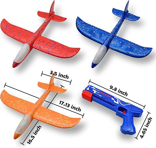 Miniatura 2 de Paquete de 3 juguetes LED de lanzador de avión avión de catapulta de espuma de 126 pulgadas juguete de avión de catapulta de espuma LED para niños
