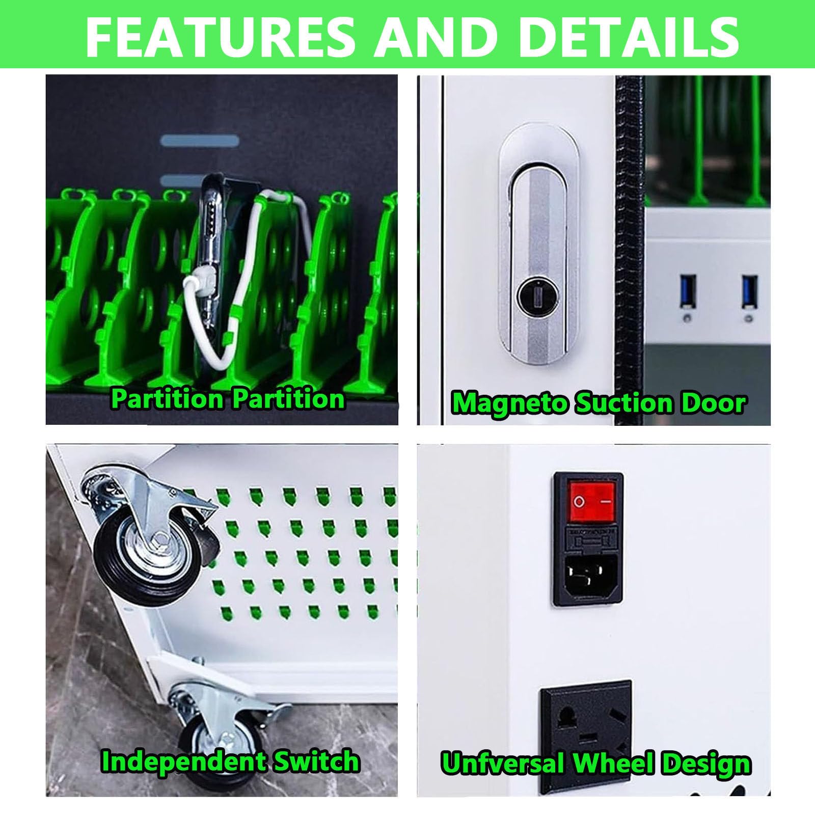 Stazioni di Ricarica per Cellulari + Armadietto per Cellulari 2 in 1 - Armadietto di Ricarica per Cellulari, Contenitore Portatile per Sale Conferenze in Aziende, 40 Scomparti